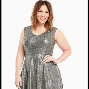 Metallic Foil Skater Dress Torrid